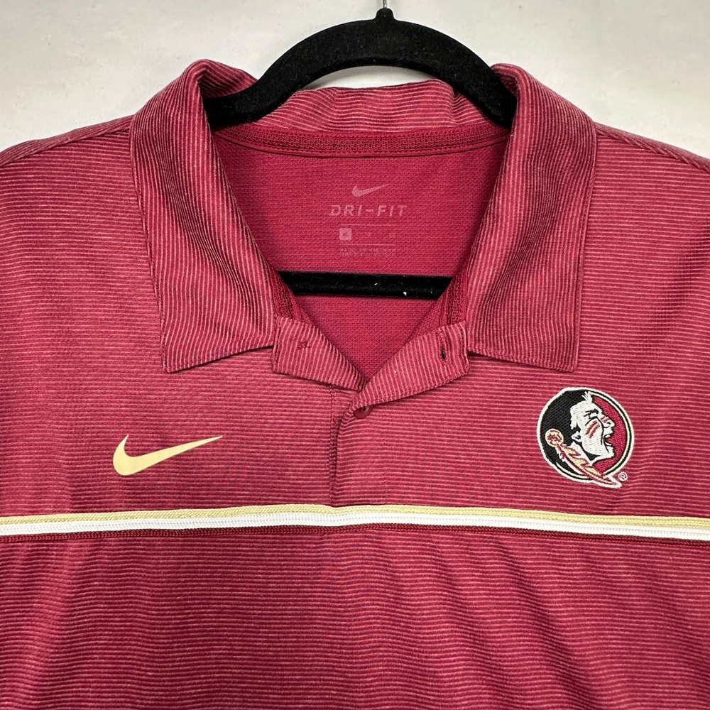 Nike Dri-FIT Florida State Seminoles On-Field Polo Shirt XL Garnet Red Stripe